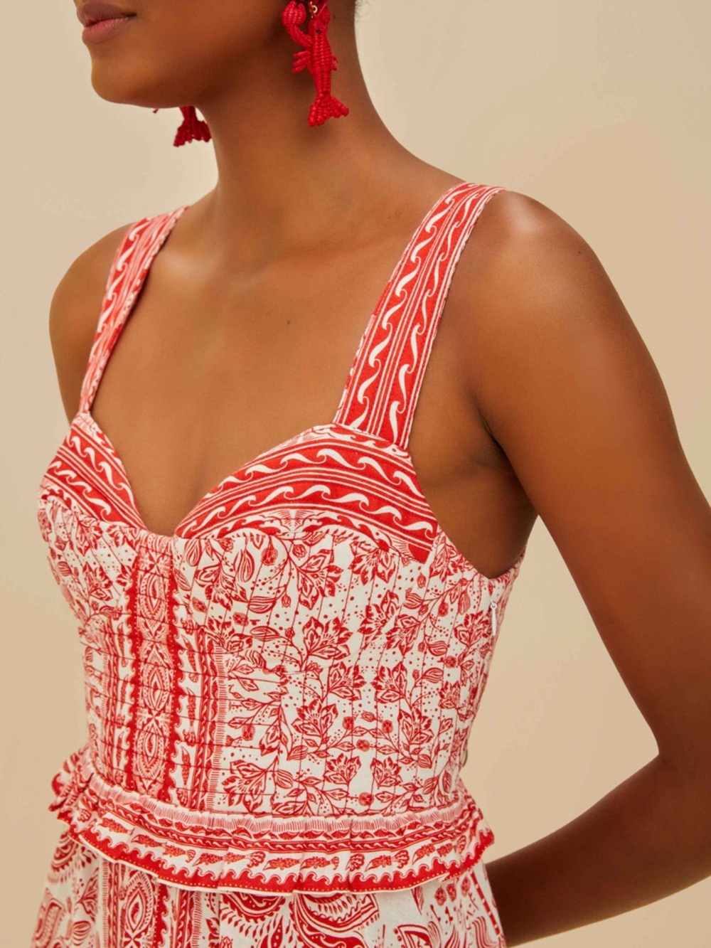 FARM Rio Red River Ride LENZING™ ECOVERO™ Euroflax™ Midi Dress Size Medium - Picture 4 of 13